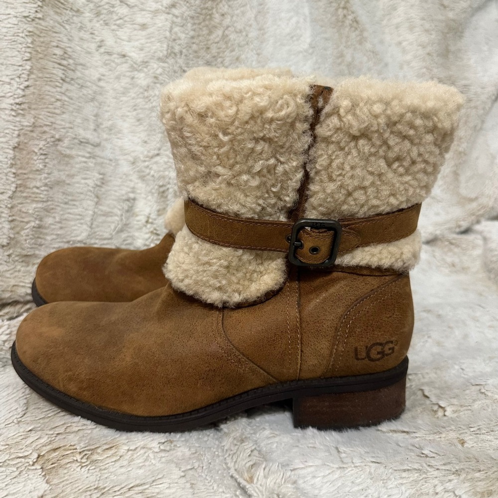 UGG Australia Simmens Stout Brown Leather Waterproof Boots 1008220 Womens 9